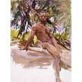 thumbnail image 2 of Sargent, John Singer 19x24 Gold Ornate Wood Framed with Double Matting Museum Art Print Titled - Man and Trees-Florida, 2 of 4