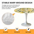 thumbnail image 6 of Lemon Leaves Elastic Fitted Round Table Cover Watercolor Waterproof Outdoor Tablecloth for Holiday Party, Picnic, Patio & Dining Fits Tables Up to 55"-60", 6 of 8