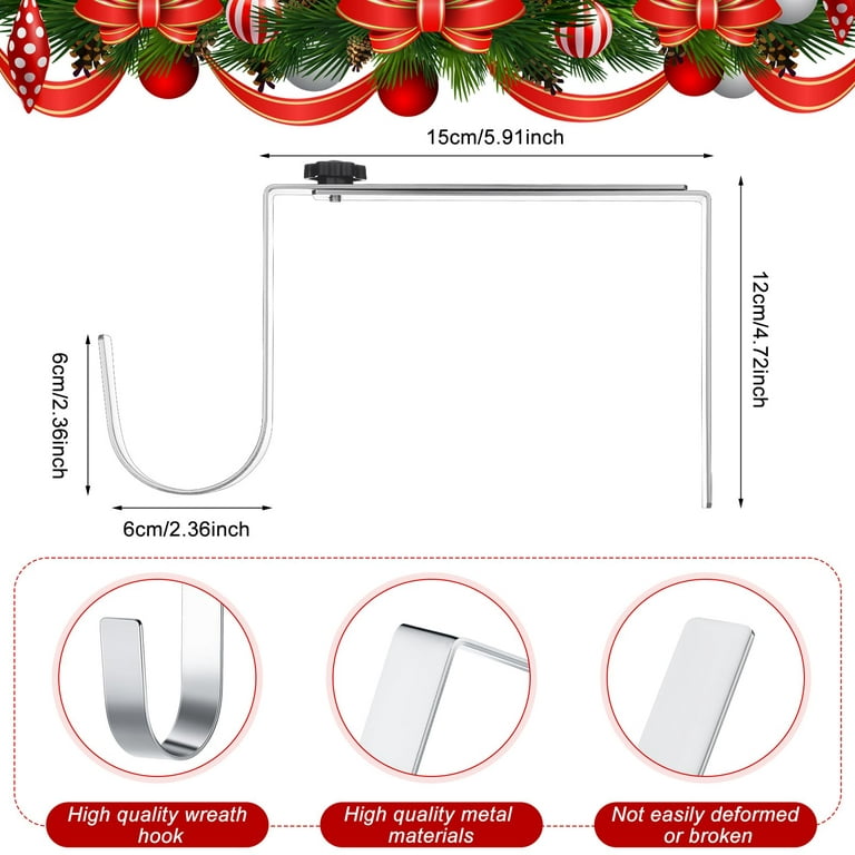 MODANU 2 Pack Metal Christmas Headstone Wreath Hanger Adjustable 6