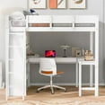 thumbnail image 2 of Full Size Loft Bed with Desk and Shelf, Solid Wood Loft Bed Frame with Ladder and Full-Length Guardrail for Boys Girls Teen Adults Bedroom, No Box Spring Needed, White, 2 of 7