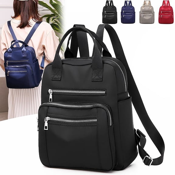 Faraee Mini Backpack for Women Small Nylon Quilted College Laptop Bookbag Ladies Antitheft Fashion Purse for Travel Work Shopping Black