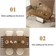thumbnail image 4 of Timagebreze 55" LED Dining Table with 2 Drawers,Wood Pedestal Base Kitchen Table for 4-6 People,White& Rustic Brown, 4 of 7