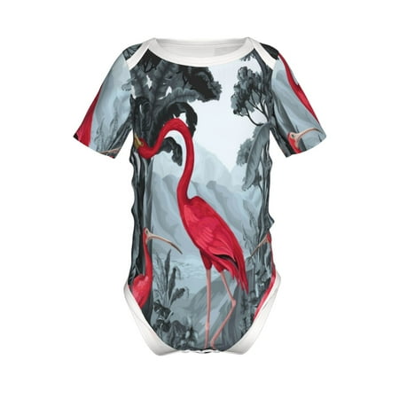 

Yiaed Flamingo On The Jungle Print Infant Climbing Short Sleeve Onesie One-Piece Baby Bodysuit Clothes 0-12 Months -6 Months