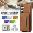 thumbnail image 3 of REQO Phone Case for Samsung Galaxy A35 5G Wallet Cover with Tempered Glass Screen Protector and PU Leather Credit Card Holder Stand Rugged Slot Flip Cell Accessories A 35 35A A355G Women Men Brown, 3 of 6