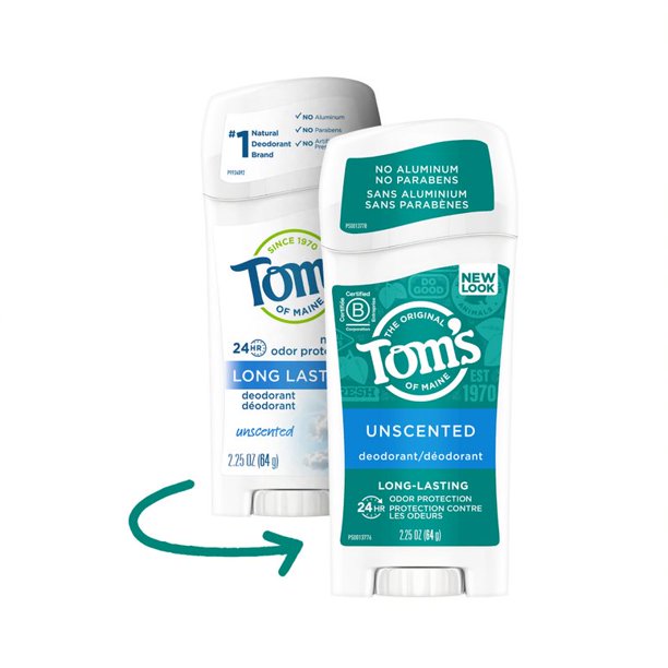 Tom's of Maine Long Lasting Unscented Deodorant 2.25 Oz. Stick