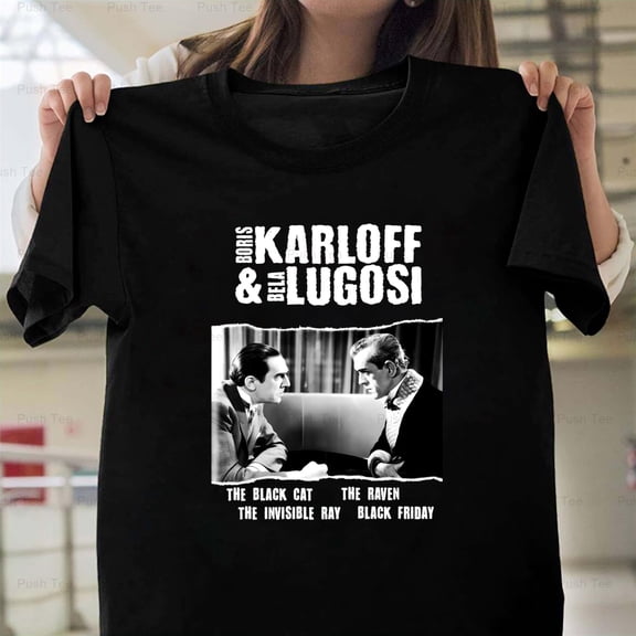 Boris Karloff and Bela Lugosi Classic Horror Movie Icons Fan New Unisex T-Shirt , up to 5XL