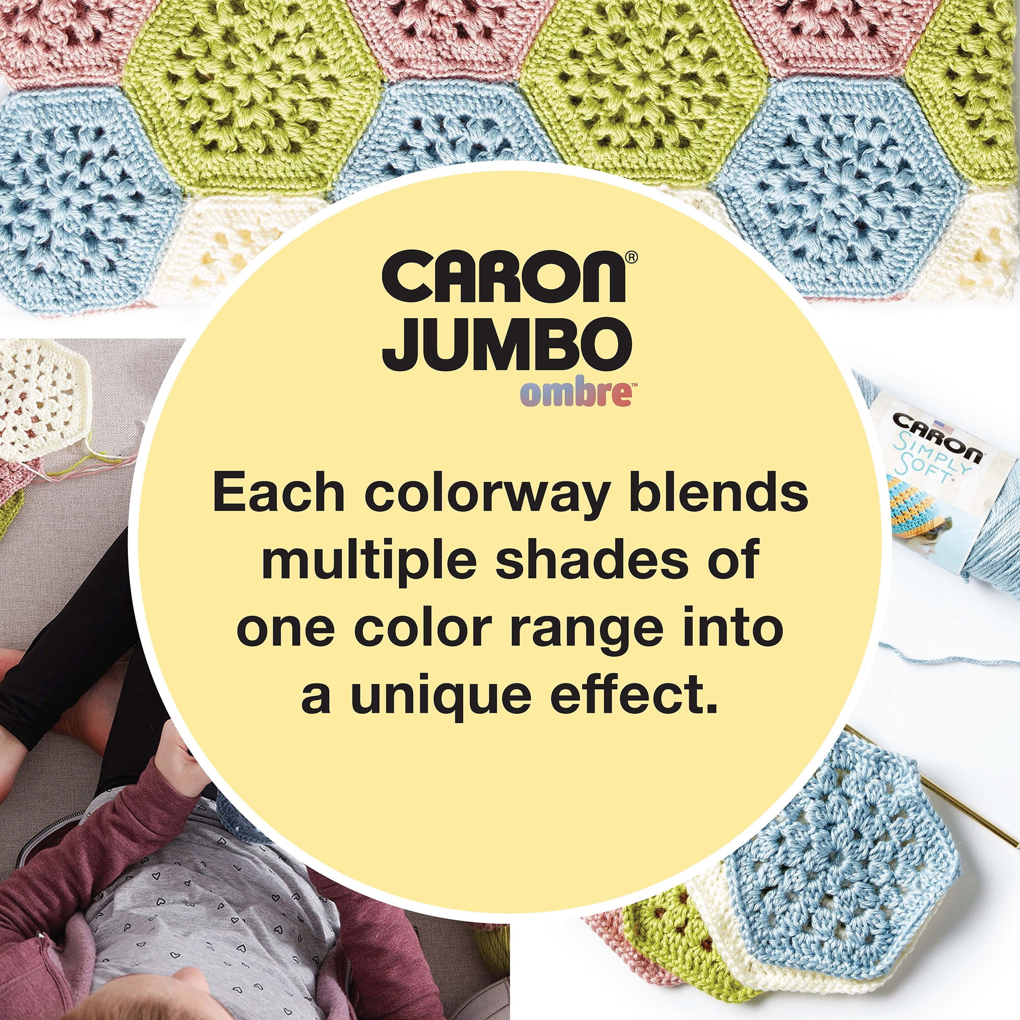 Caron® Simply Soft® Ombre™ #4 Medium Acrylic Yarn, Grape Purple Ombre 5oz/141g, 235 Yards (12 Pack)