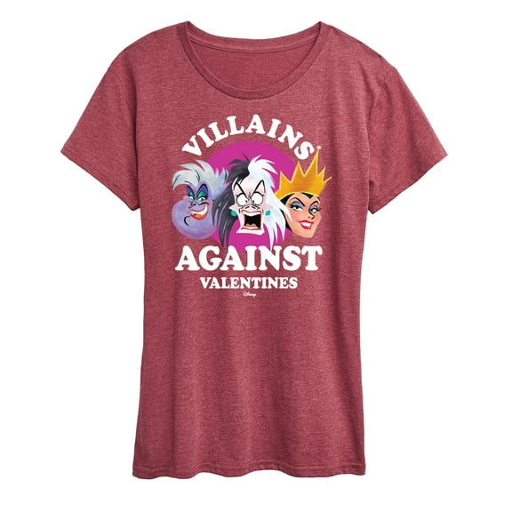 Disney Villains - De Vil, Ursula, Queen Grimhilde - Villains Against Valentines - Women's Short Sleeve Graphic T-Shirt