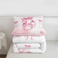 thumbnail image 5 of meiyoeat Ribbon Bow Initial B Twin Comforter Sets,Pink Glitter Print Monogram Art Bedding Set For Girl,Pink Reversible,2-Piece,1 Comforter and 1 Pillowcase, 5 of 7