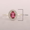 thumbnail image 2 of 7x5MM Oval Shape Red Cz Gemstone 925 Sterling Silver Solitaire Halo Women Wedding Ring, 2 of 5