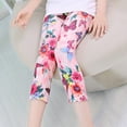 thumbnail image 2 of Summer Kids Girls Printed Capri Cropped Leggings Children Milk Silk Stretchy Shorts, 2 of 8
