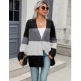 thumbnail image 3 of Zeagoo Women' Cardigans Long Sleeveless Sweater Button Down Open Front Colorblock Clothes, 3 of 5