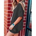 thumbnail image 4 of Women's Oversized 2 Piece Outfits V Neck T-Shirts Biker Shorts Tracksuit Hot Shot Reversible Sets, 4 of 6
