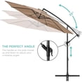 thumbnail image 4 of Parasol de Marché Suspendu Déporté de 10 Pi pour Terrasse avec Réglage d'Inclinaison Facile, Ombrage en Polyester, 8 Baleines pour Cour Arrière, Bord de Piscine, Pelouse et Jardin, 4 of 6