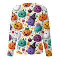 thumbnail image 3 of WTOBBY Women's Fashion Casual Long Sleeve Standing Collar Single Breasted Halloween Printed Workwear Jacket - Comfortable and Durable for Medical Apparel and Costume Use,White 3XL, 3 of 5