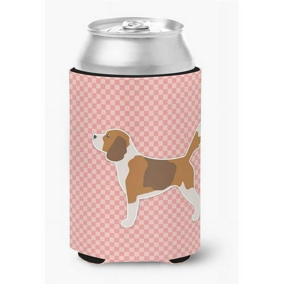 Beagle Checkerboard Pink Can or Bottle Hugger