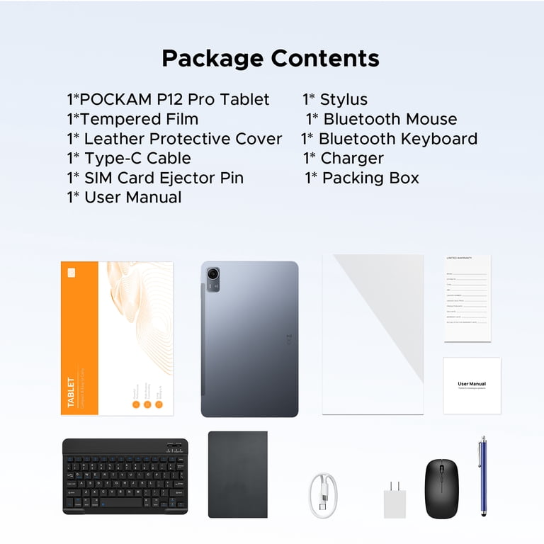 POCKAM P12 Pro 12 inch Tablet, Android 16 Tablets with Gemini AI