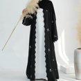 thumbnail image 3 of Abaya musulmana suelta con ondas y abertura frontal para mujer (Negro XXL), 3 of 9