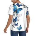 thumbnail image 2 of Fotbe Blue Flying Butterflies Baseball Jersey Shirt for Men and Women, Casual Short Sleeves Button Down T-Shirt-X-Large, 2 of 9