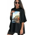 thumbnail image 3 of Plus Size Shirt for Women Black Tops for Women Oversized Short Sleeves Shirt for Women T Shirt Crewneck Shirt for Women L, 3 of 5