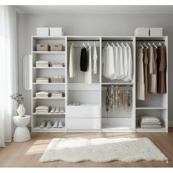 Prosper White Freestanding Walk in Wood Closet System