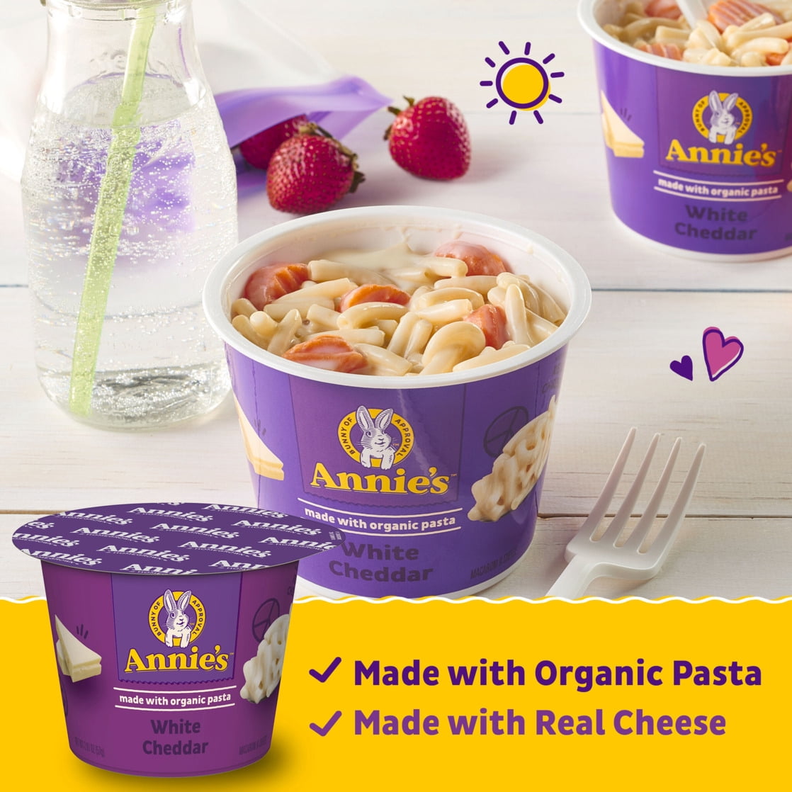(12 pack) Annie's Organic White Cheddar Mac and Cheese Cup, 2.01 oz