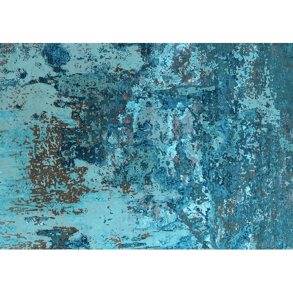 Ahgly Company Indoor Rectangle Oriental Light Blue Industrial Area Rugs, 4' x 6'