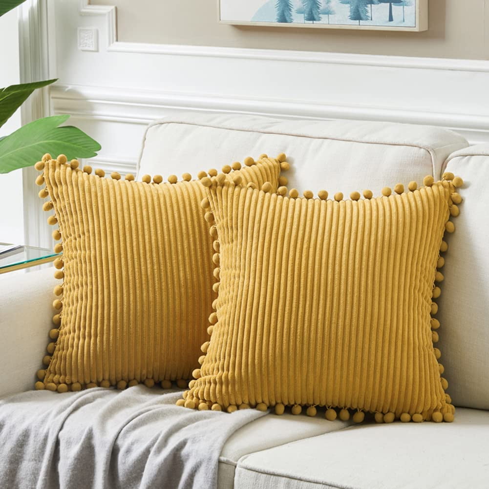 2 Packs Mustard Yellow 26x26 Pillow Covers Euro Pillow Covers
