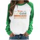 thumbnail image 2 of Pntutb Mujeres Primavera Patchwork Letra Impreso Manga Larga Cuello Redondo Casual Tee tops Pntutb Pntutb-5905, 2 of 6