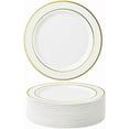 thumbnail image 2 of 25-Pack Premium Plastic Dinner Plates with Gold Rim, 26cm (10") Heavyweight Disposable Party Plates for Weddings, Birthdays & Events, 2 of 2