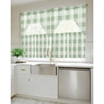 thumbnail image 4 of Sage Green Plaid Kitchen Curtains Swag Valance and Tier Curtains Set 24 Inch Length, Spring Farmhouse Buffalo Checkered Rod Pocket Drape Panels Pair Swag Curtains for Bathroom/Cafe/Window, 4 of 6
