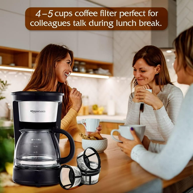 Reusable Coffee Filters For Mr. Coffee 5 Cup Coffee Filter Replacement 4 Packs Small Coffee Filters Universal for 4 5 Cup Drip Coffeemakers Nylon Mesh With Handle Walmart