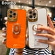 thumbnail image 2 of Funda de teléfono Boucho de lujo galvanizada para iphone 14 Plus 13 12 Pro MAX 11Pro XS XR X SE 6 7 8 plus funda de agarre de anillo con soporte para teléfono Tan Jianjun unisex, 2 of 2