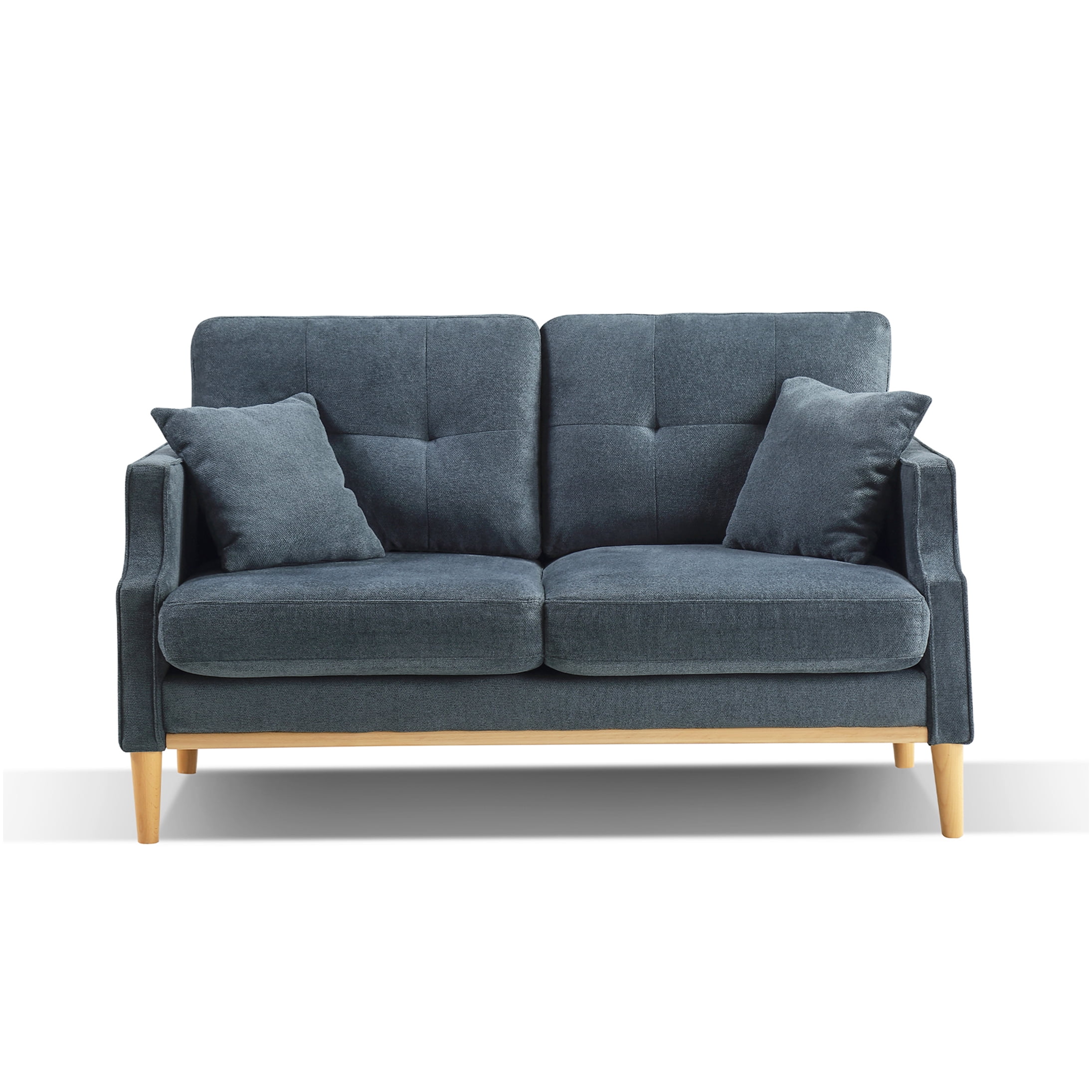 Dark Blue 2-Seater Loveseat Sofa with USB Charging Port, Waterproof Fabric Upholstery for Living Room, Bedroom, or Office