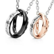 Amazing His & Hers Couples "I Will Always Be with You" Rings Pendant Necklace 19" & 21" Chain