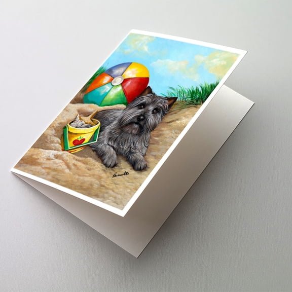 Cairn Terrier At the Beach Greeting Cards and Envelopes Pack of 8