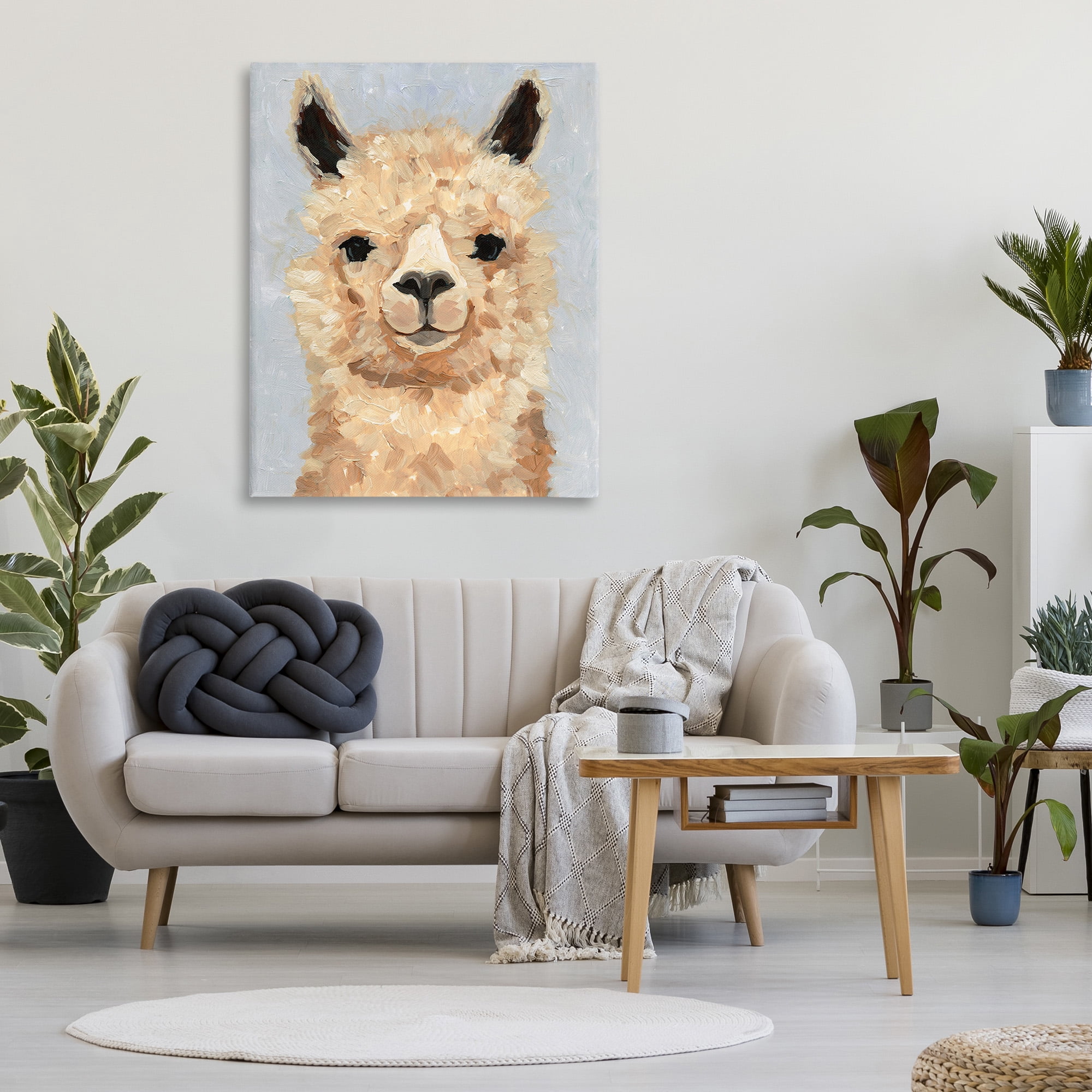 Stupell Industries Fuzzy Alpaca Painting Animals & Insects Painting Gallery Wrapped Canvas Art Print Wall Art, 36 x 48