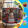 thumbnail image 3 of YORIN Trampoline for Kids, 60" 55" 66" Toddler Mini Trampoline with Enclosure Net, Basketball Hoop, 5FT Indoor/Outdoor Kids Trampoline with Swing, Adjustable Gymnastics Bars, Gifts for Kids, 600LBS, 3 of 10