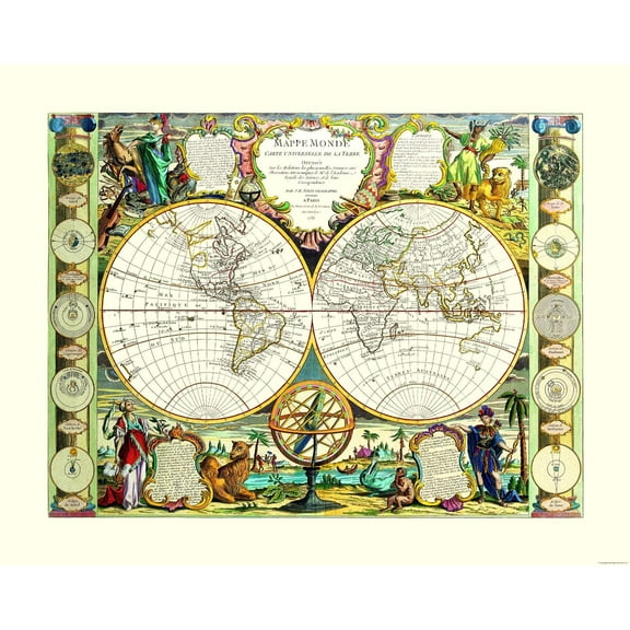 Historic Map - World - Nolin 1755 - 28.95 x 23 - Vintage Wall Art
