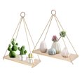thumbnail image 1 of Decorative Wall Hanging Shelf Distressed Wood Jute Rope Floating Shelves, 1 of 9
