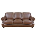 thumbnail image 2 of Leather Sofa 3 Seater, Wide Top Grain Leather Couch, Rolled Arm Sofa, Nailhead Trim, Chestnut Brown, 2 of 8