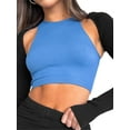 thumbnail image 3 of KelaJuan Women Solid Color Tank Tops Ribbed Crew Neck Sleeveless Vests Summer Slim Fit Exposed Navel Crop Tops Streetwear, 3 of 7