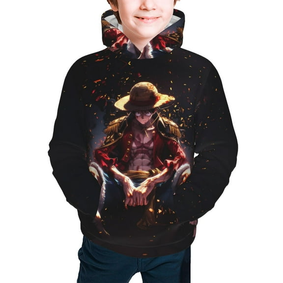 Anime One Piece Hoodie for Kids Teens M Pullover Sweatshirt Anime One Piece Merch for Boys Girls