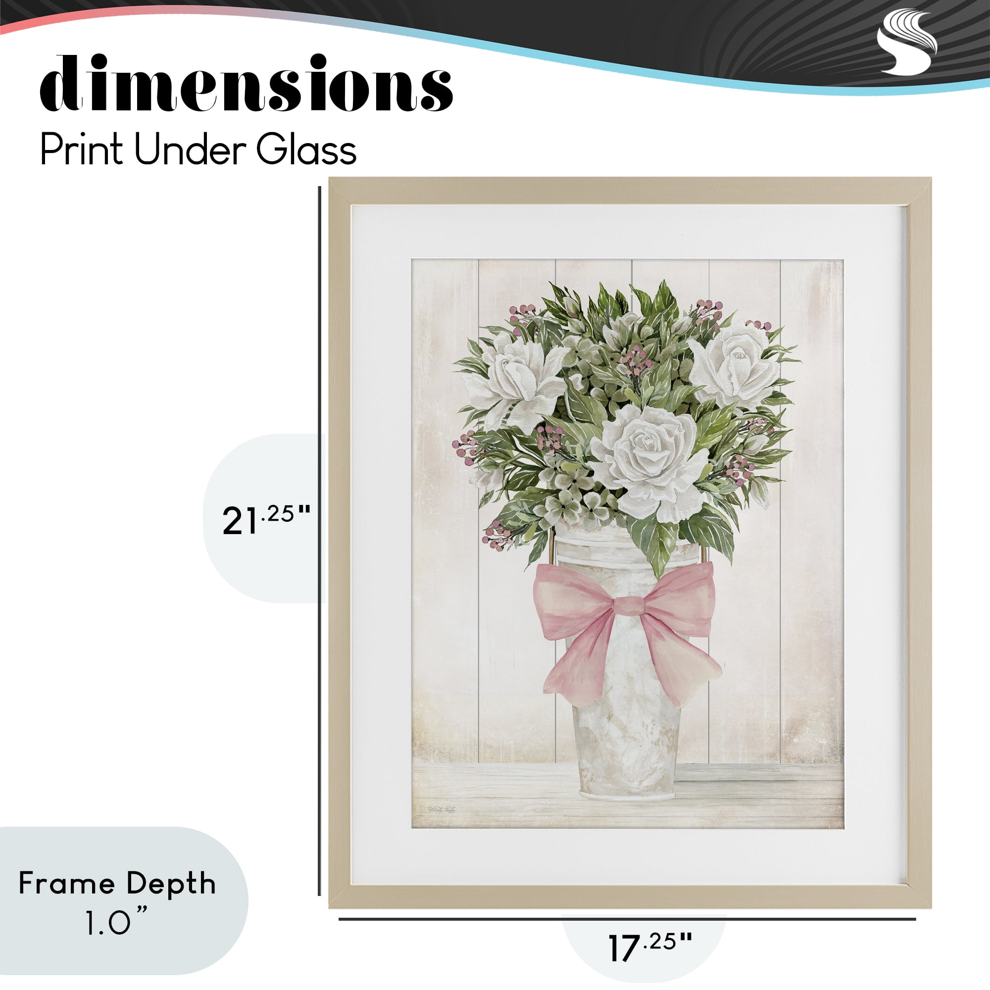 Stupell Industries Pretty In Pink Roses & Bow Birch Framed Print Under Glass, design by Cindy Jacobs
