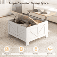 thumbnail image 6 of Alden Design Farmhouse Square Lift Top Coffee Table with Hidden Compartments, White & Light Oak, 6 of 10