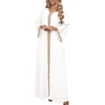 thumbnail image 1 of Abaya Robe pour Femmes Vêtements Musulmans Islamiques Eid Ramadan Robes Col en V Robe Bronzante Rétro Kaftan Longueur Complète, 1 of 6
