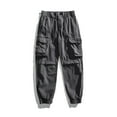 thumbnail image 2 of ZQUUVOU Men's Cargo Pants Cotton Drawstring Solid Color Zipper Pockets Elastic Waist Full Length Pants Gray, 2 of 9