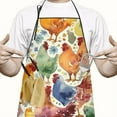 thumbnail image 2 of White Chicken Watercolor Chicken Pattern Apron-Garden Aprons for Women with Pockets-Cotton Linen Waterproof Kitchen Cooking Gardening Aprons Adjustable for Kitchen,Cooking,BBQ and Salon 33x27 Inch, 2 of 7