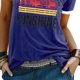 thumbnail image 3 of Camiseta de manga corta estampada para mujer, cuello redondo, camisa informal de verano, Tops para oficina, cita nocturna, salida nocturna, azul real M, 3 of 5