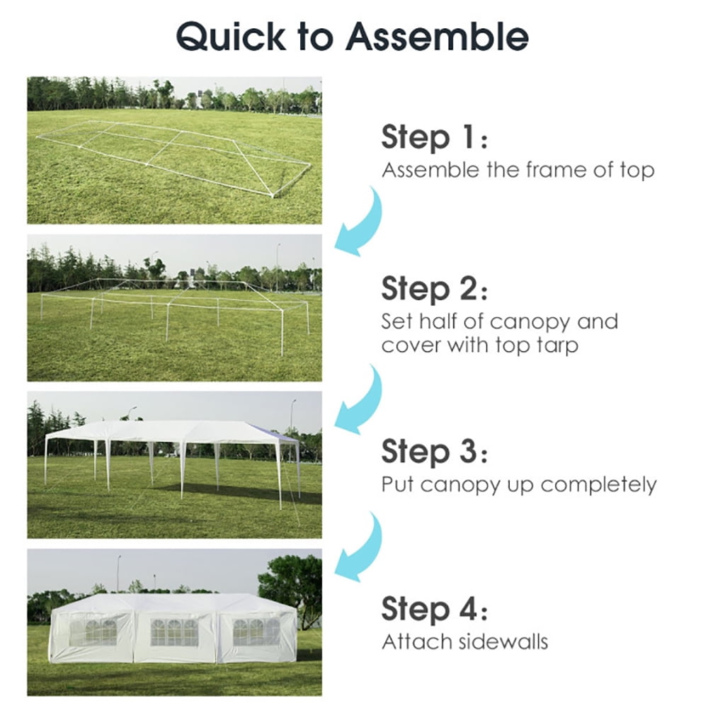 Aimee Lii 10 x 30 Feet Outdoor Canopy Tent with 6 Removable Sidewalls and 2 Doorways for Party Wedding BBQ Events, White